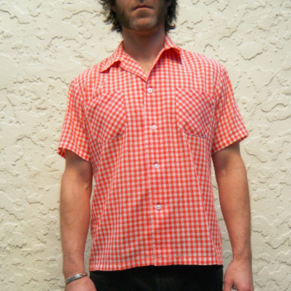 Rockabilly Thin Gingham Handmade Red & White Med